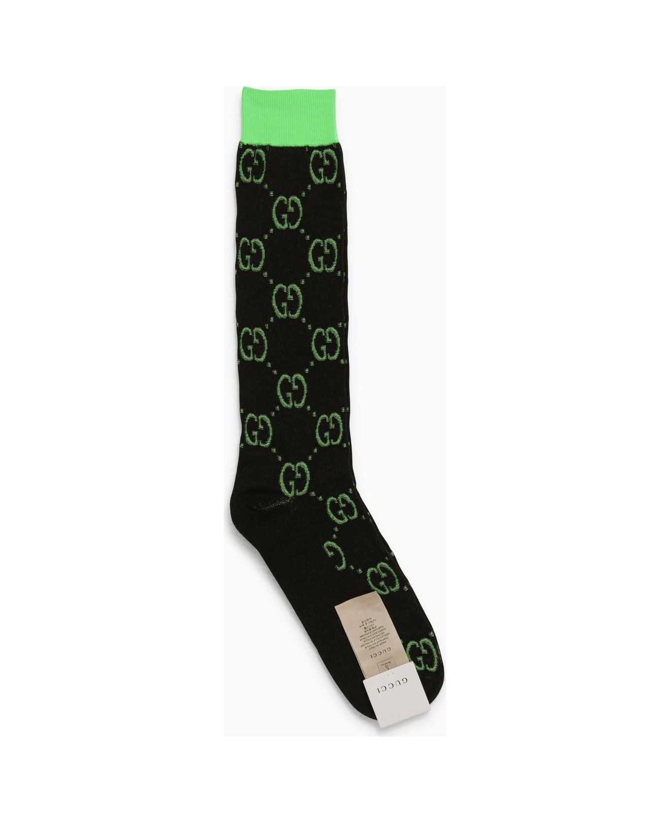 Black And Green Socks With Gg Motif - 1