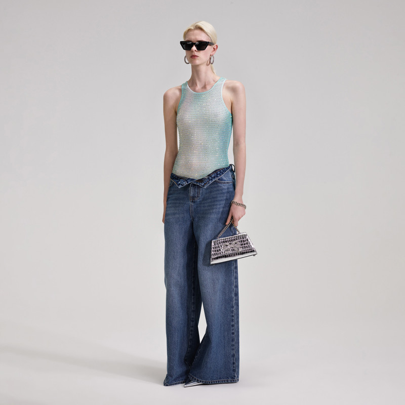 Green Contour Print Racer Top 2