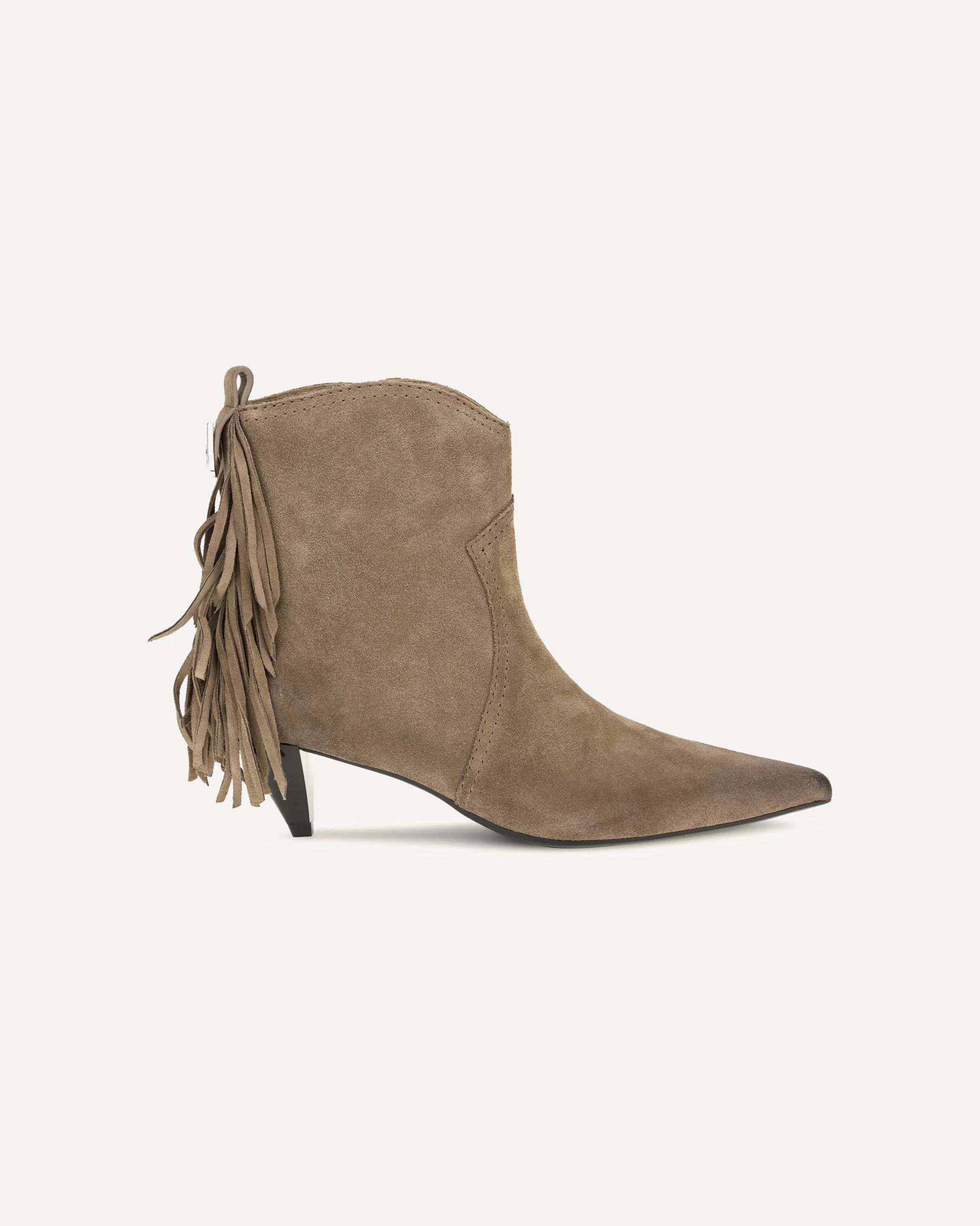 Suede leather Didi ankle Boots with fringes - 1