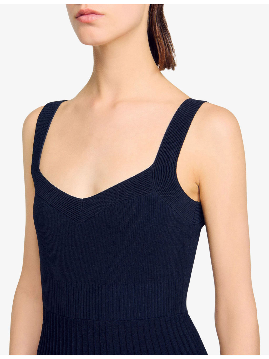 Sleeveless Pleated Knitted Mini Dress - 5