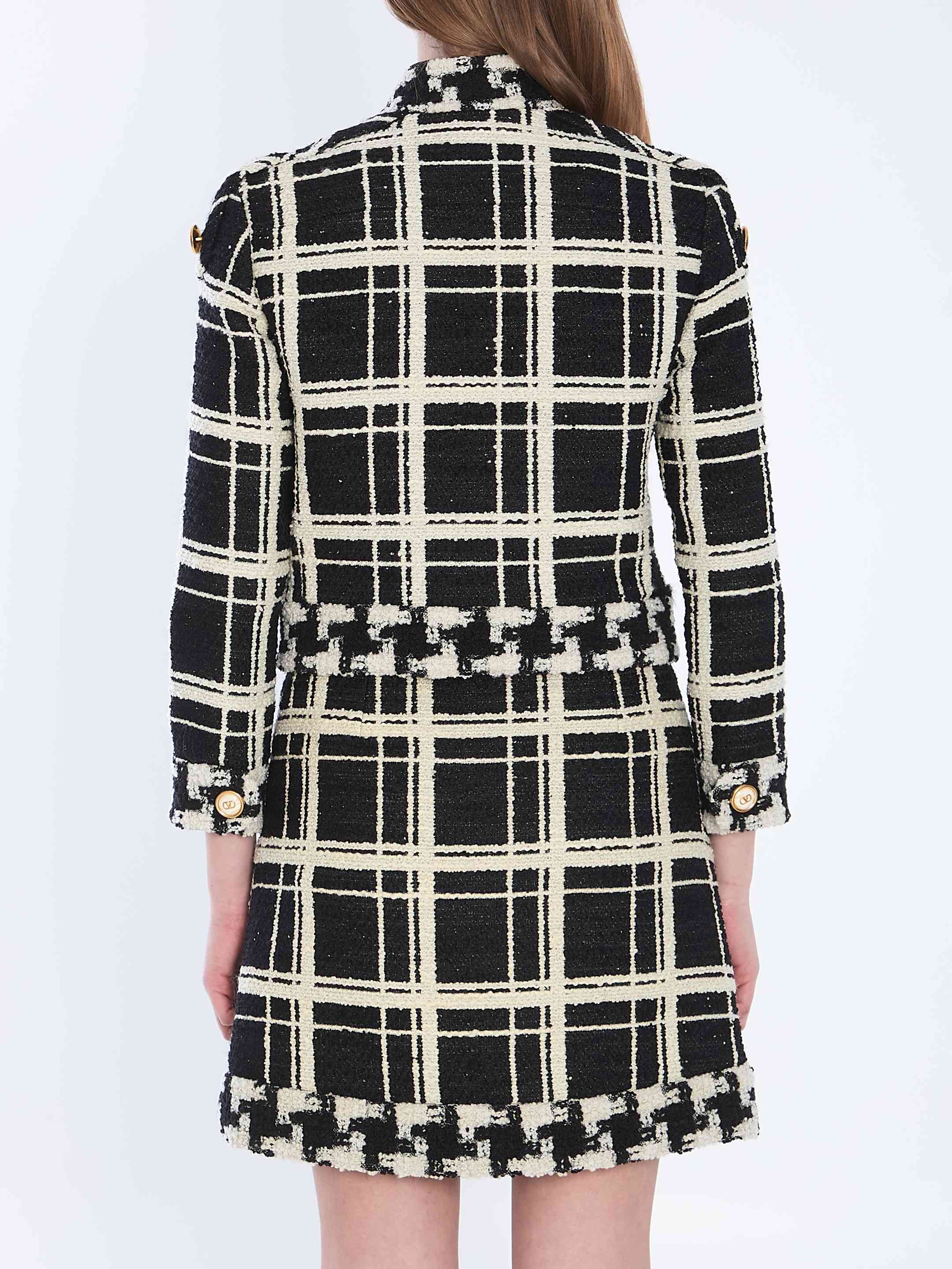 Valentino Garavani Women Macro Check Tweed Caban - 4