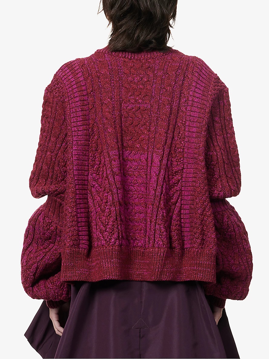 High-neck cable-knit relaxed-fit wool jumper - 4