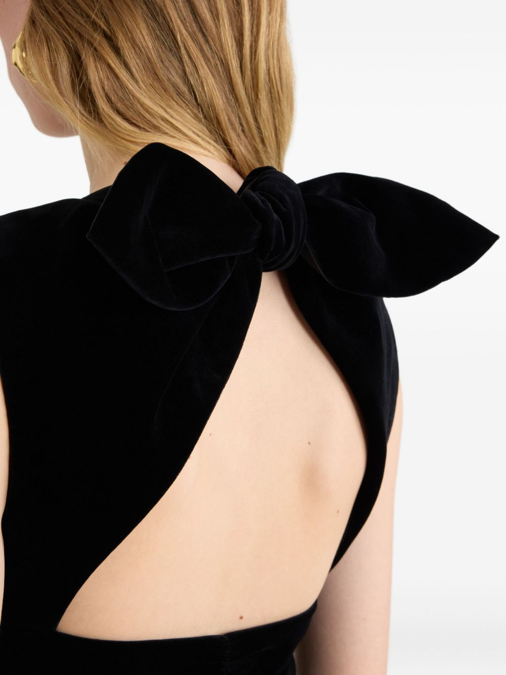 bow-detail velvet mini dress - 4