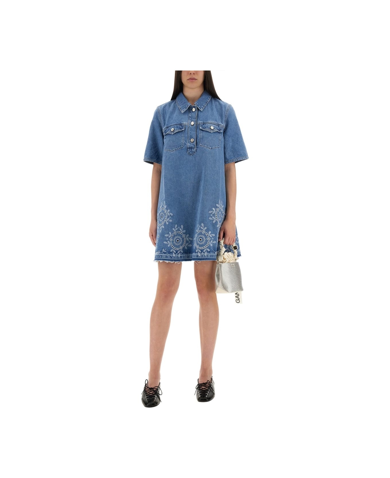 Mini Dress With Sangallo Embroidery - 2