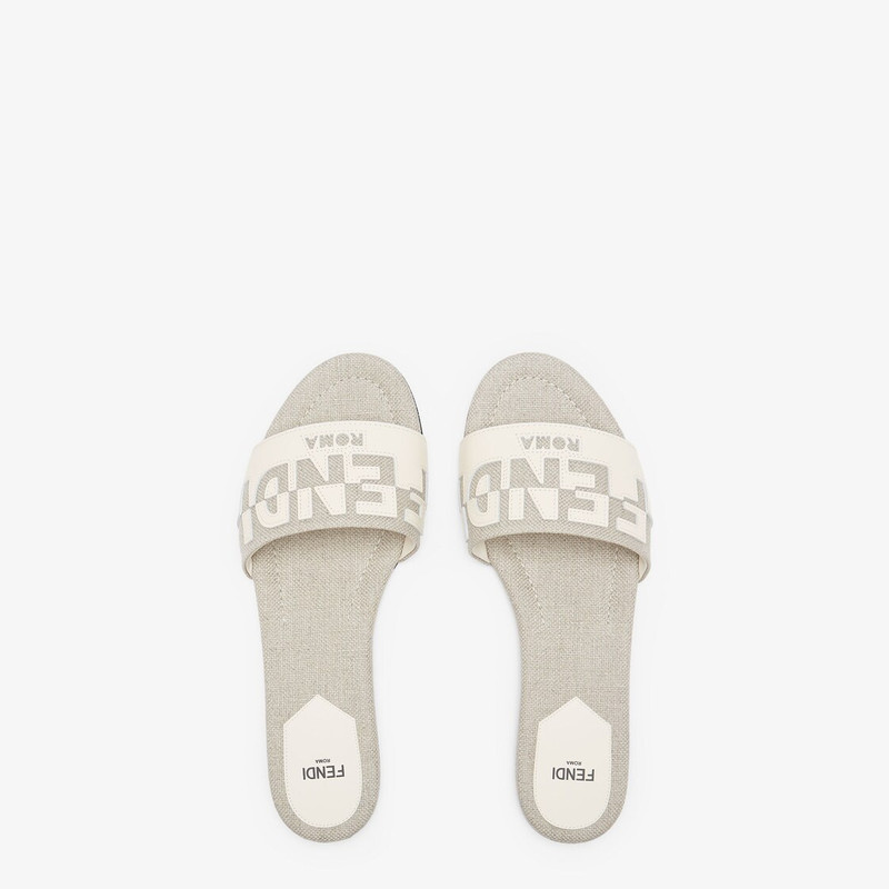 Canvas and white leather slides 4