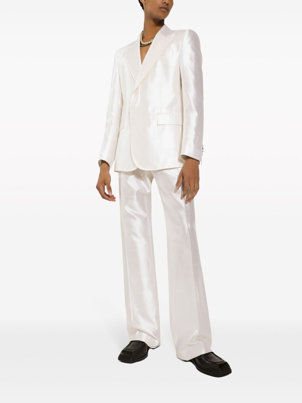 straight-leg silk tailored trousers - 2