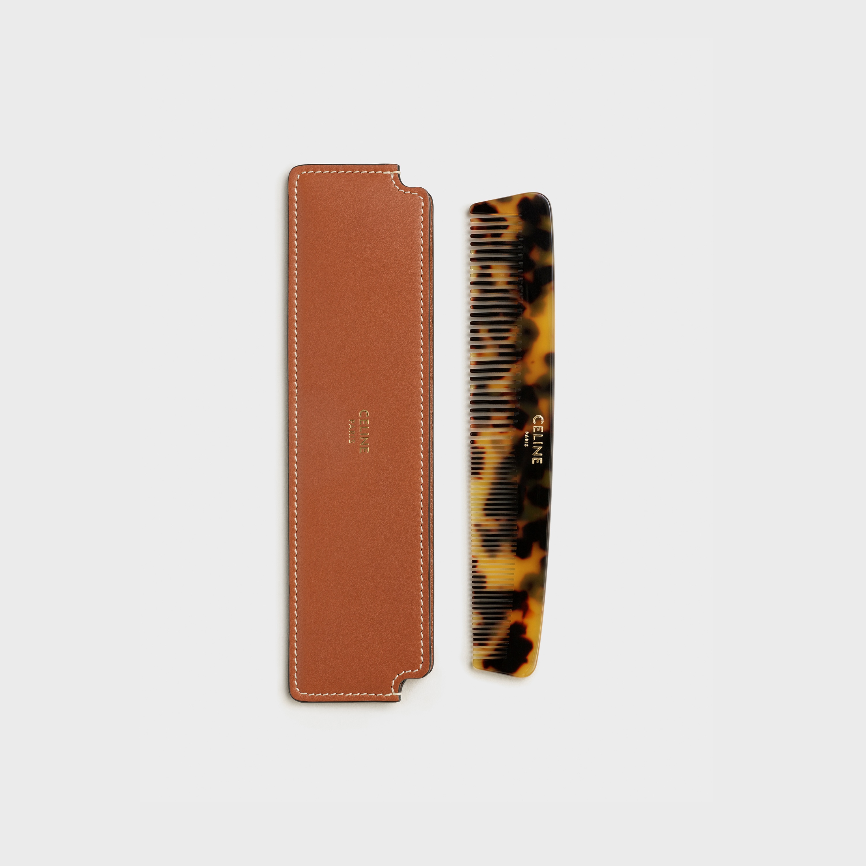 Hair Comb with Case in Natural Calfskin - 3