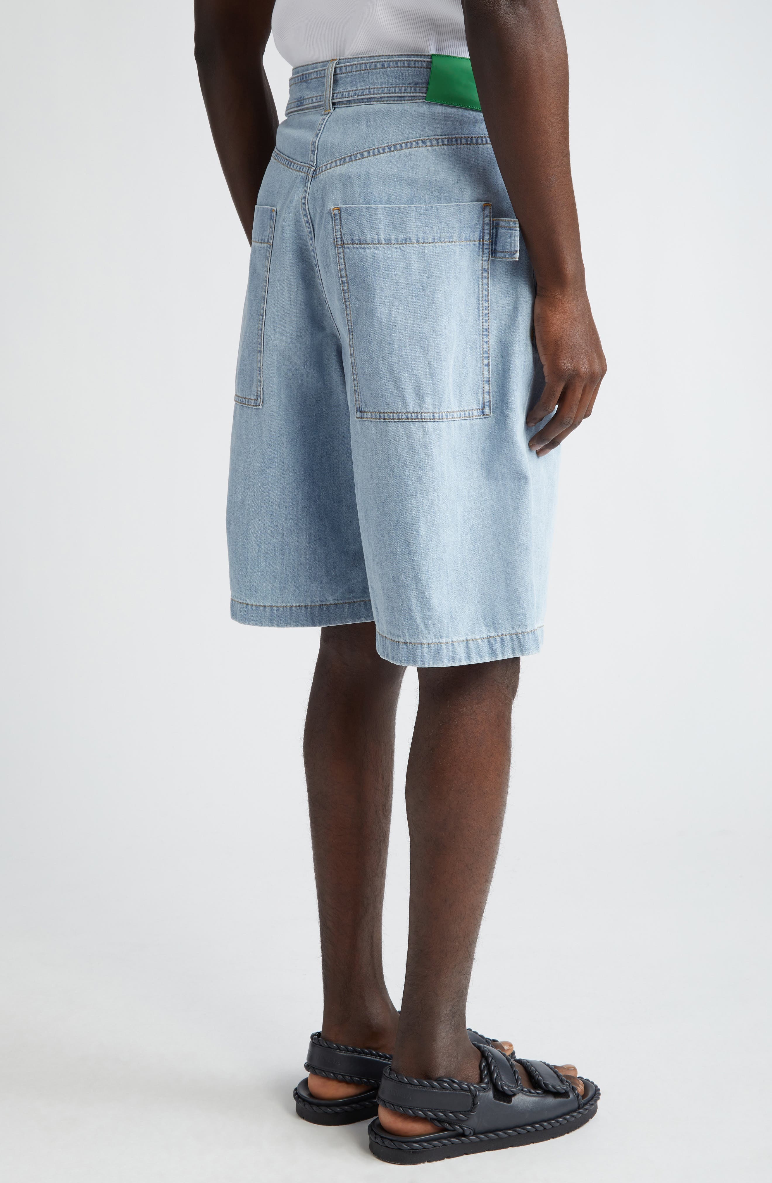 Belted Denim Shorts - 2