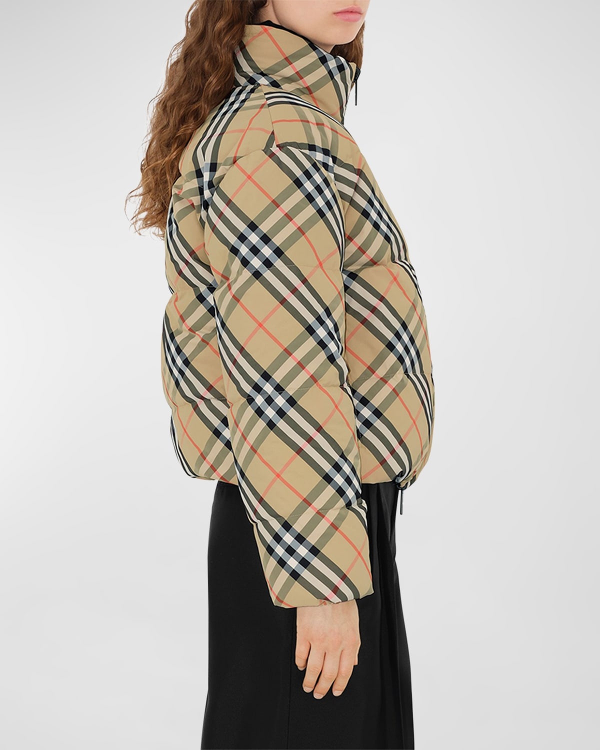 Reversible Check Short Puffer Jacket - 7