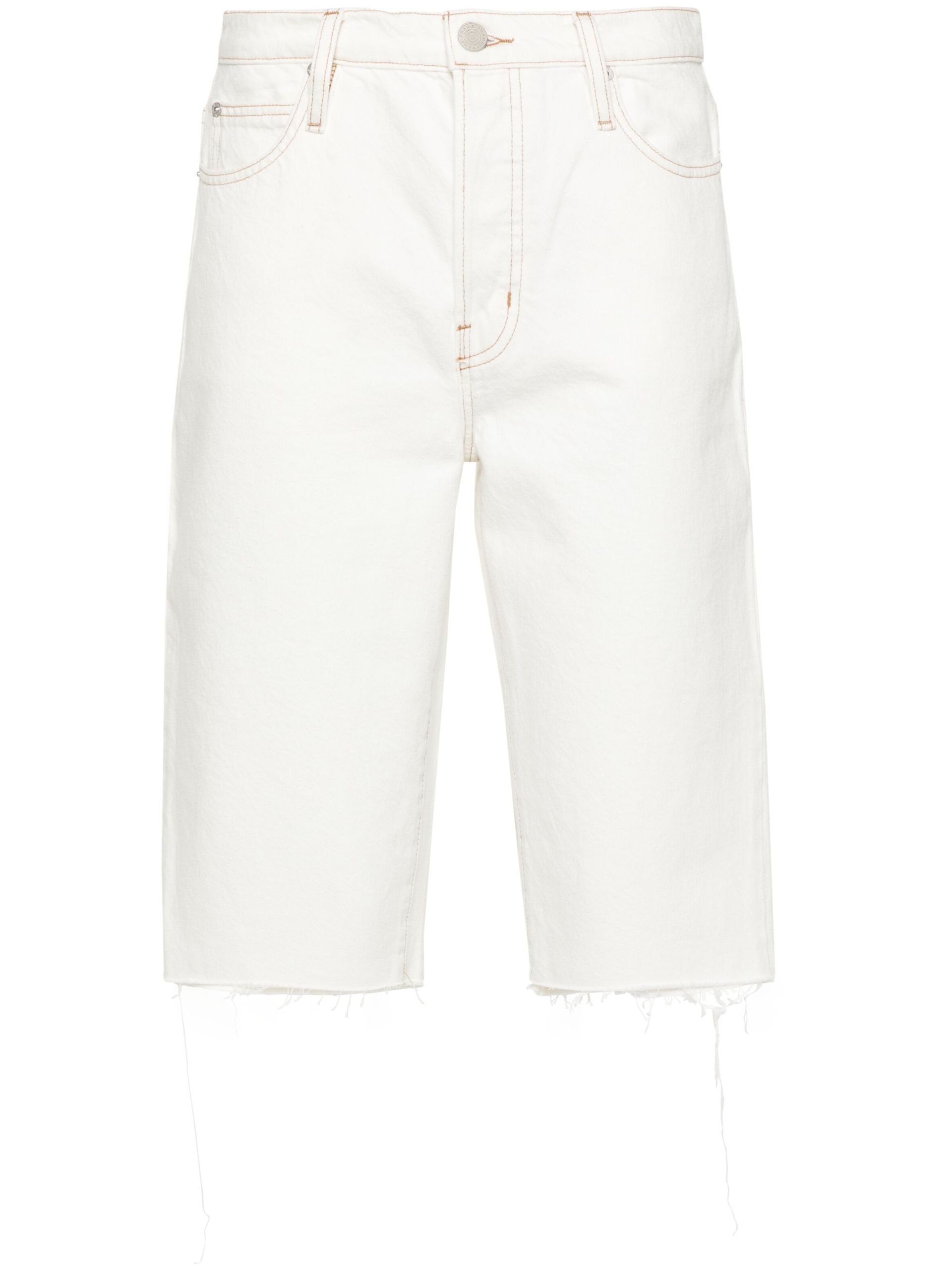 White Cycling Denim Shorts - 1