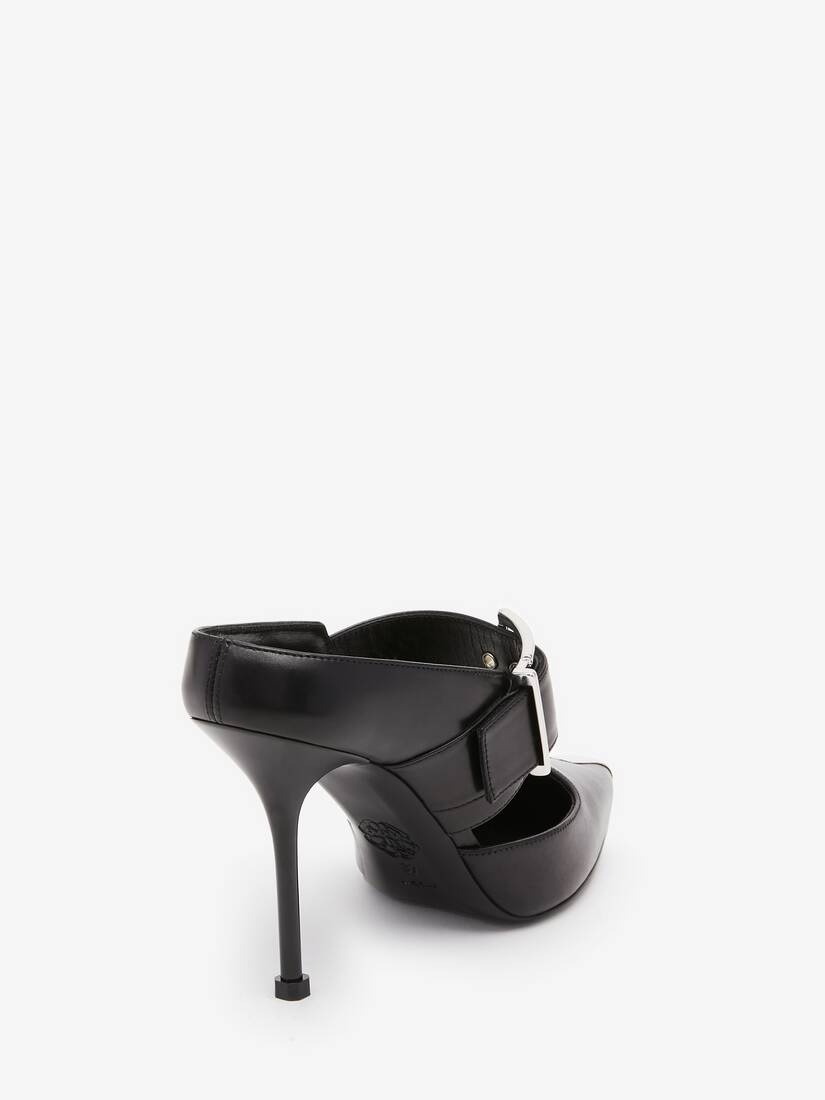 Punk Buckle Mule in Black/silver - 3