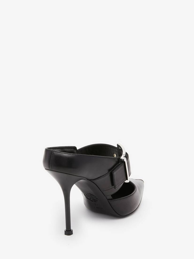 Alexander McQueen Punk Buckle Mule in Black/silver outlook
