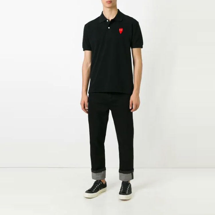 COMME des GARCONS PLAY Polo Red Emblem 'Navy' AZ-T006-051-2 - 4