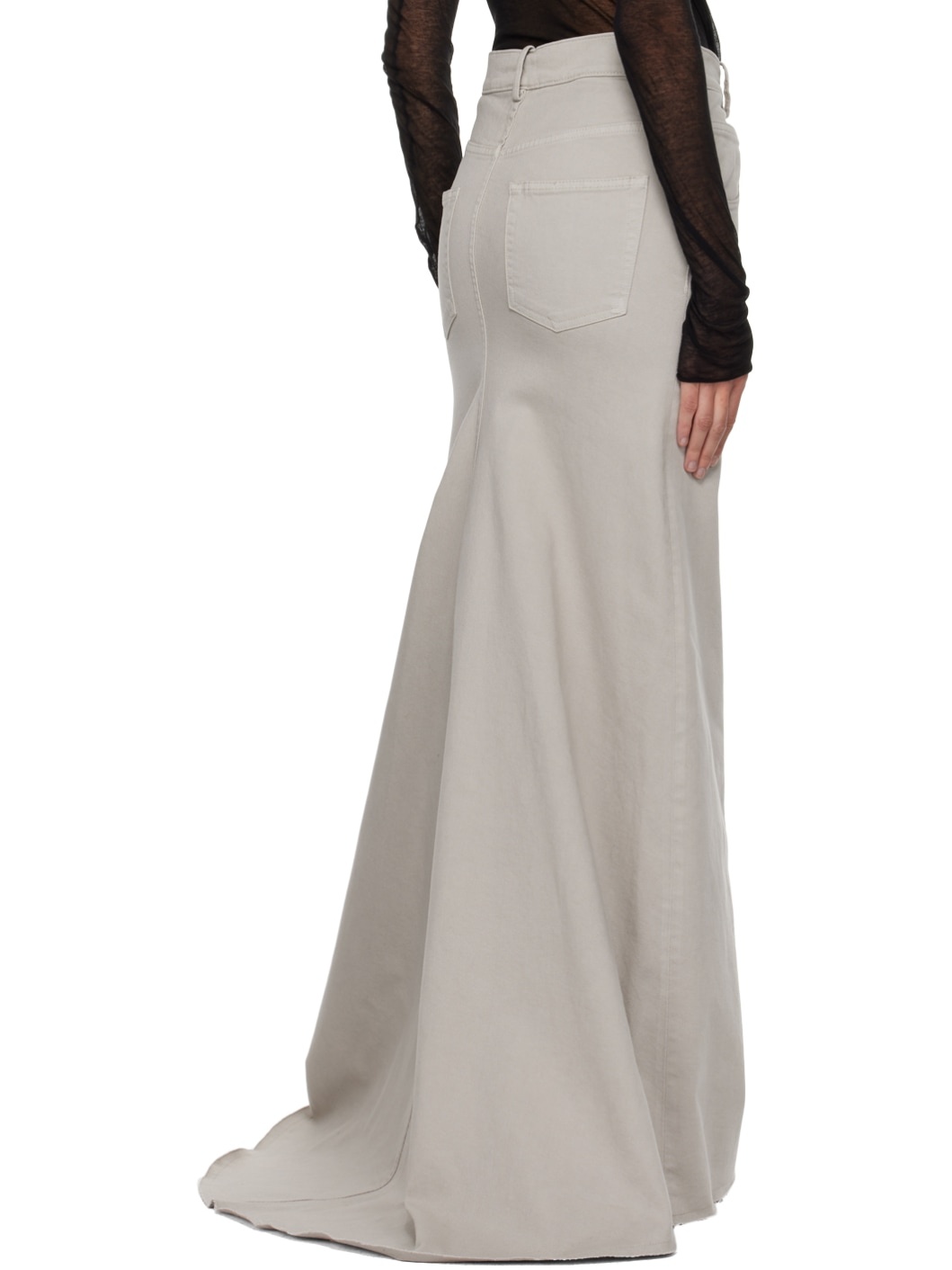 Beige Goele Denim Maxi Skirt - 3