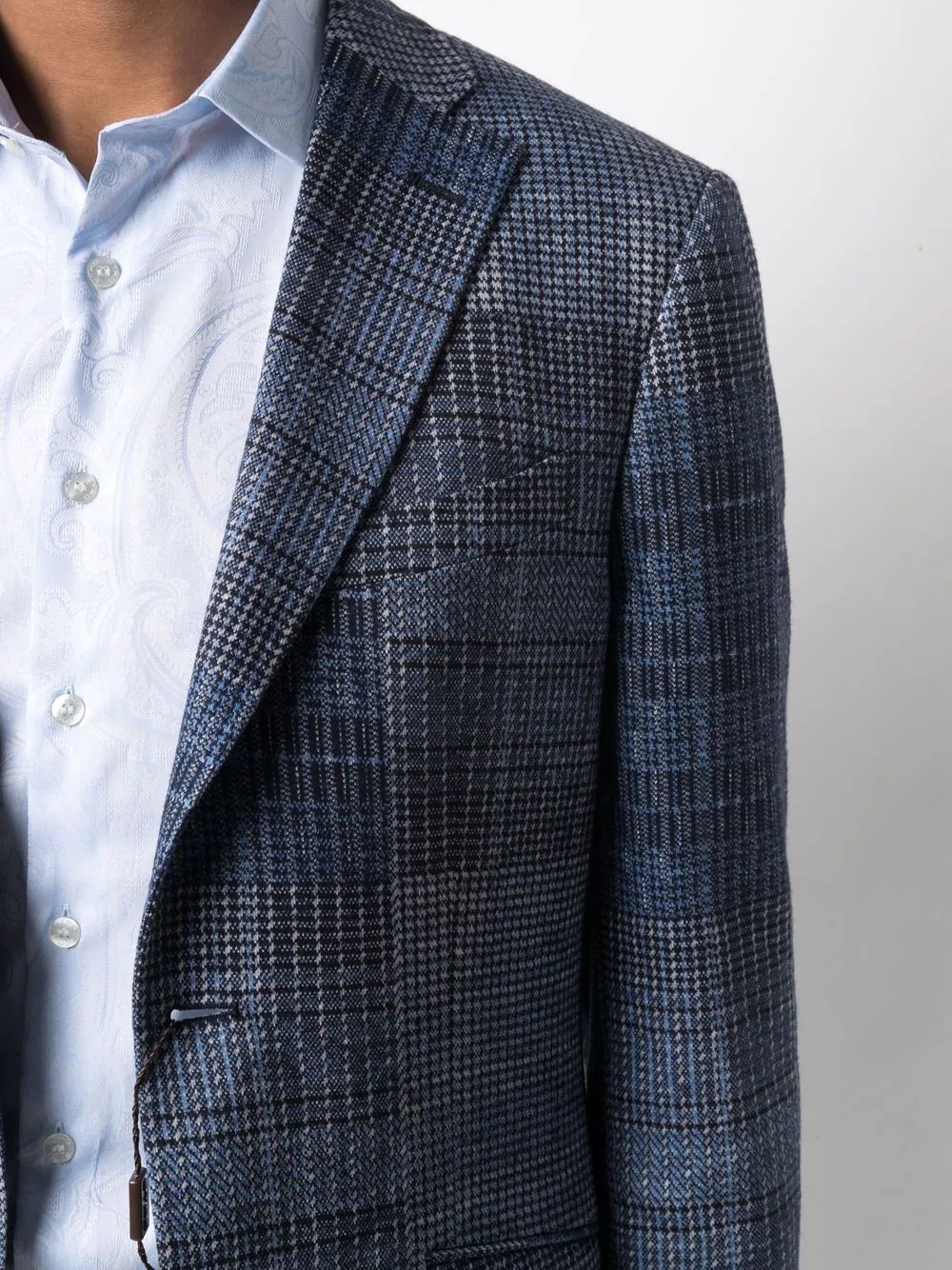 single-breasted multi-check blazer - 5