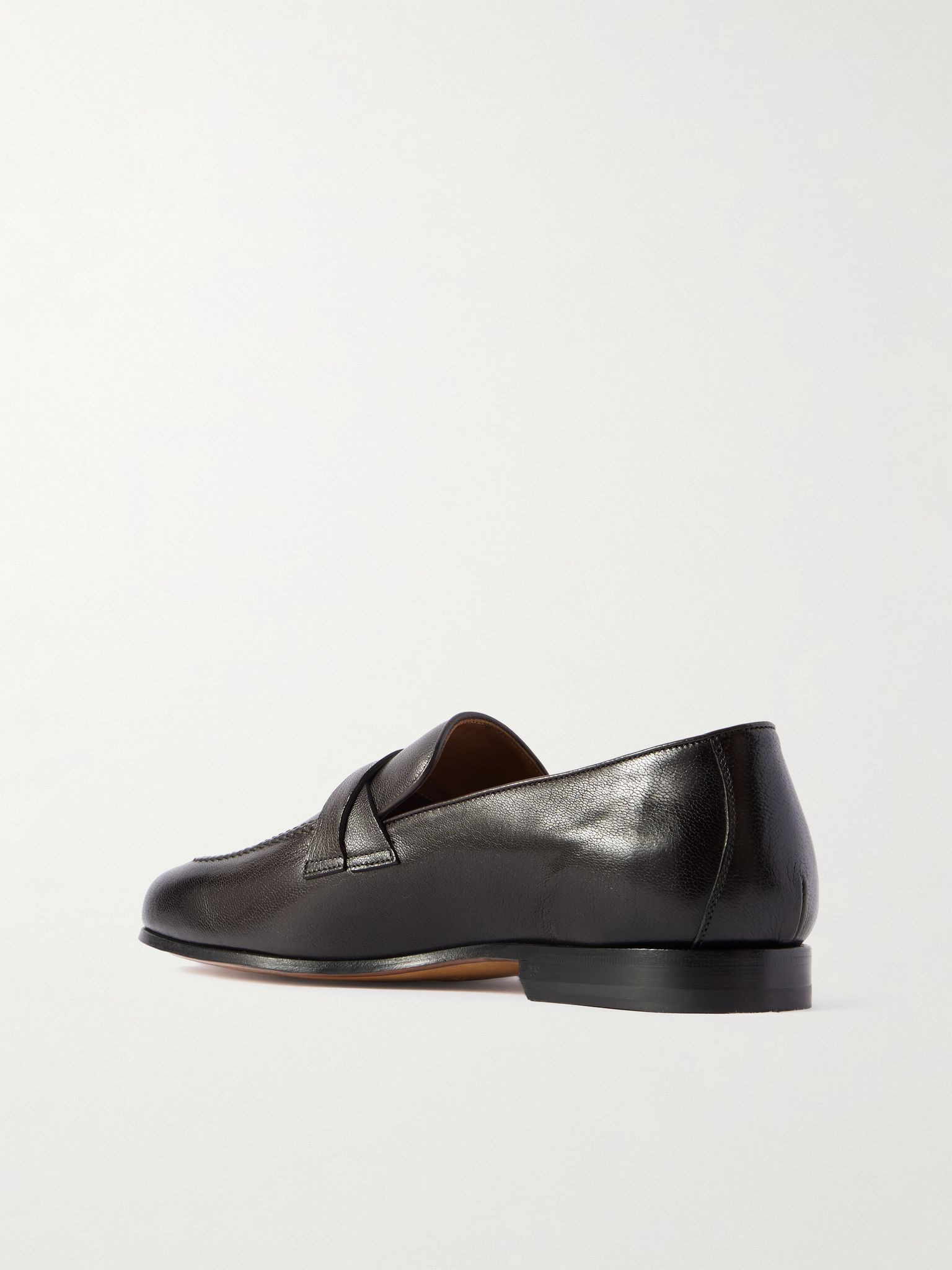 Gigi Buckled Full-Grain Leather Loafers Dark brown - 4
