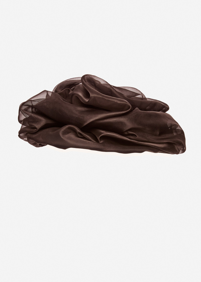 Oversized organza draped hat in brown 1