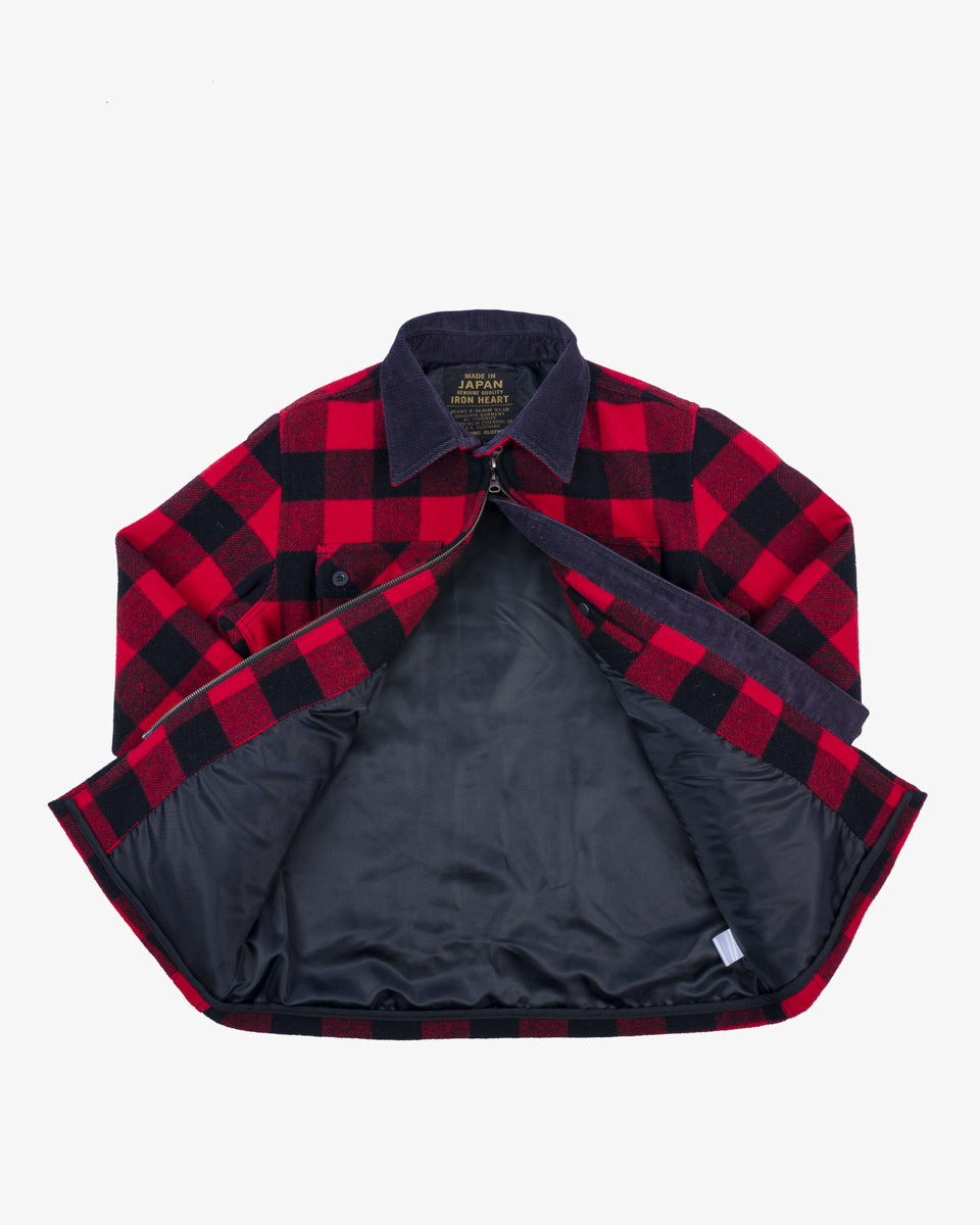 IHW-20-RED Wool Buffalo Check Bush Jacket - Red - 4