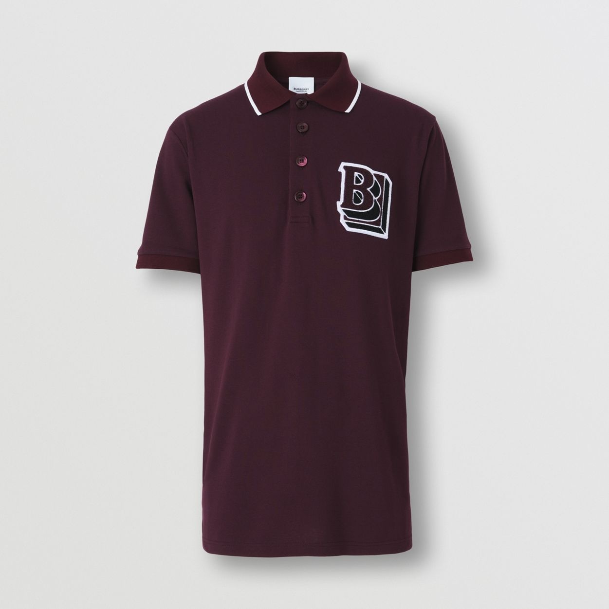 Letter Graphic Cotton Piqué Oversized Polo Shirt - 1