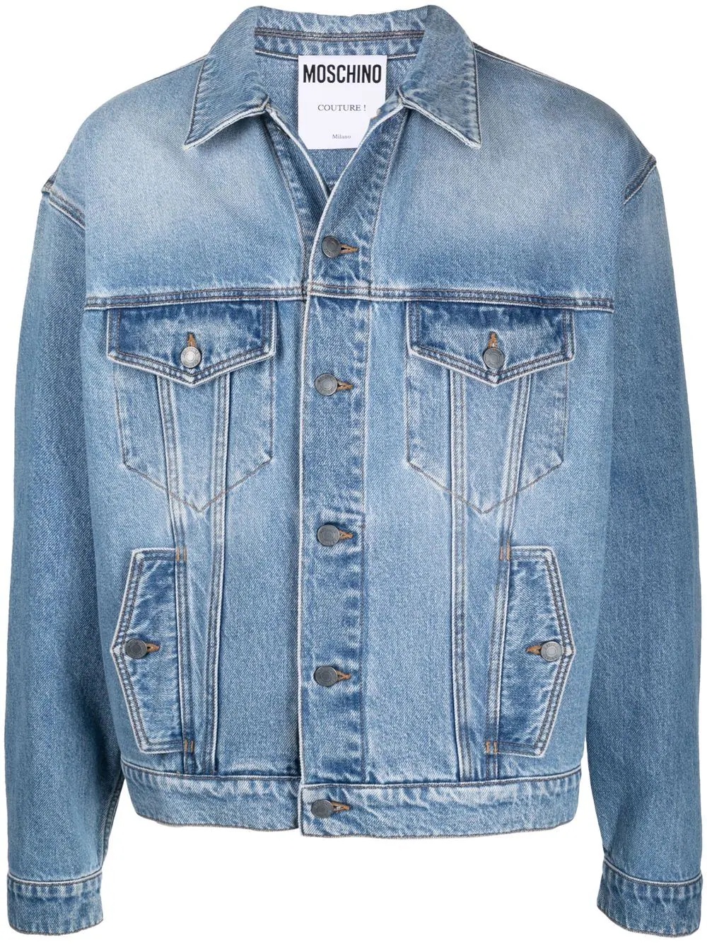 embroidered logo denim jacket - 1