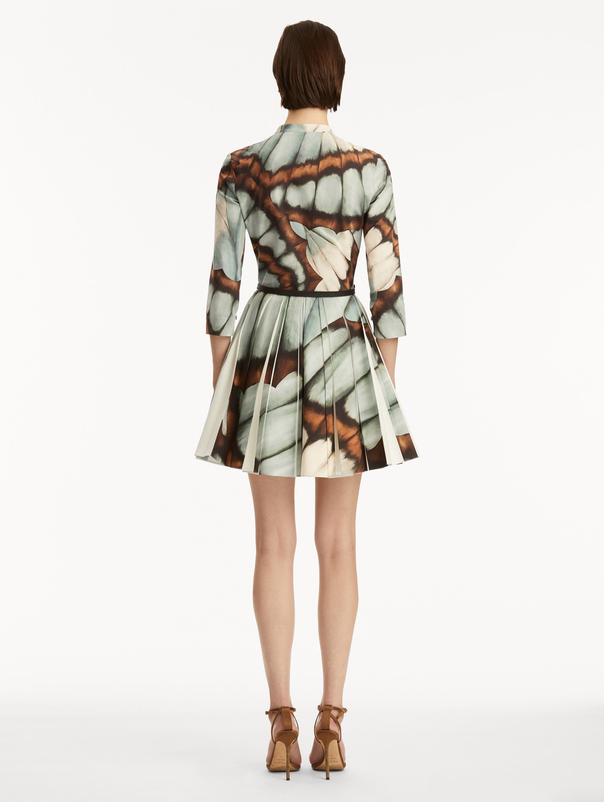 ABSTRACT BUTTERFLY COTTON POPLIN MINI DRESS - 3