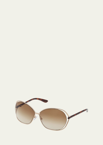 TOM FORD Cut-Out Metal & Acetate Round Sunglasses outlook