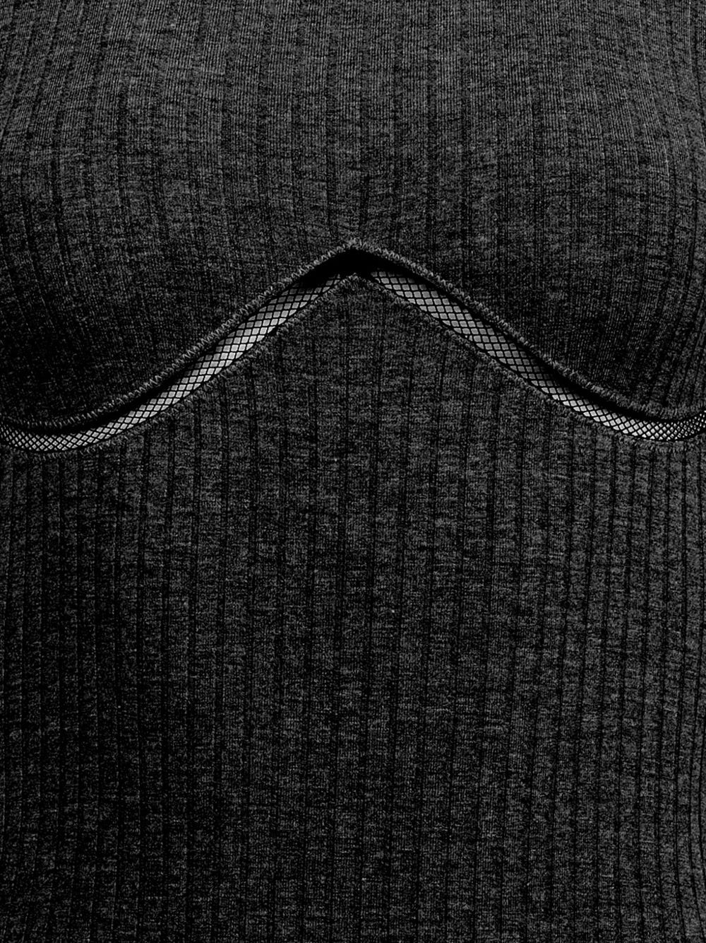lattice-trim ribbed bodysuit - 2