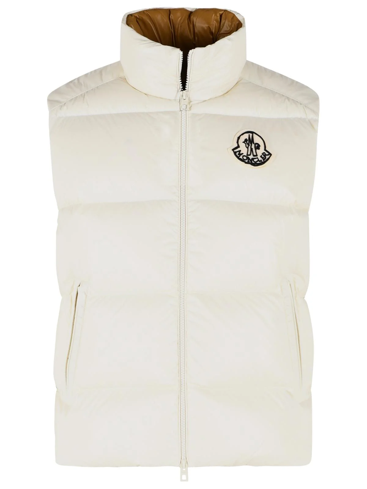 Moncler 'Belice' Padded Vest In Ivory White Polyamide Men - 1