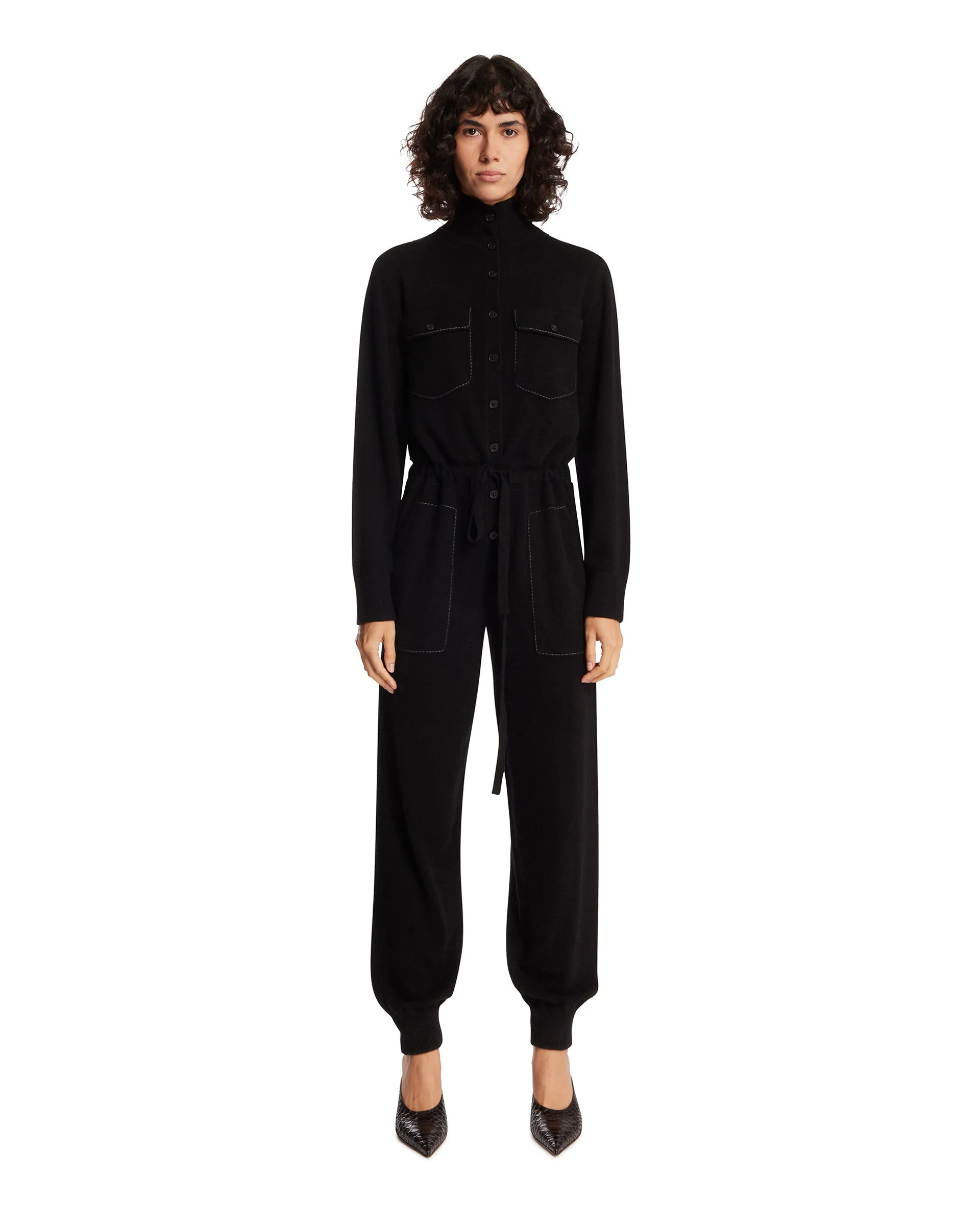 Blue Flight Suit Cashmere Jumpsuit - 1