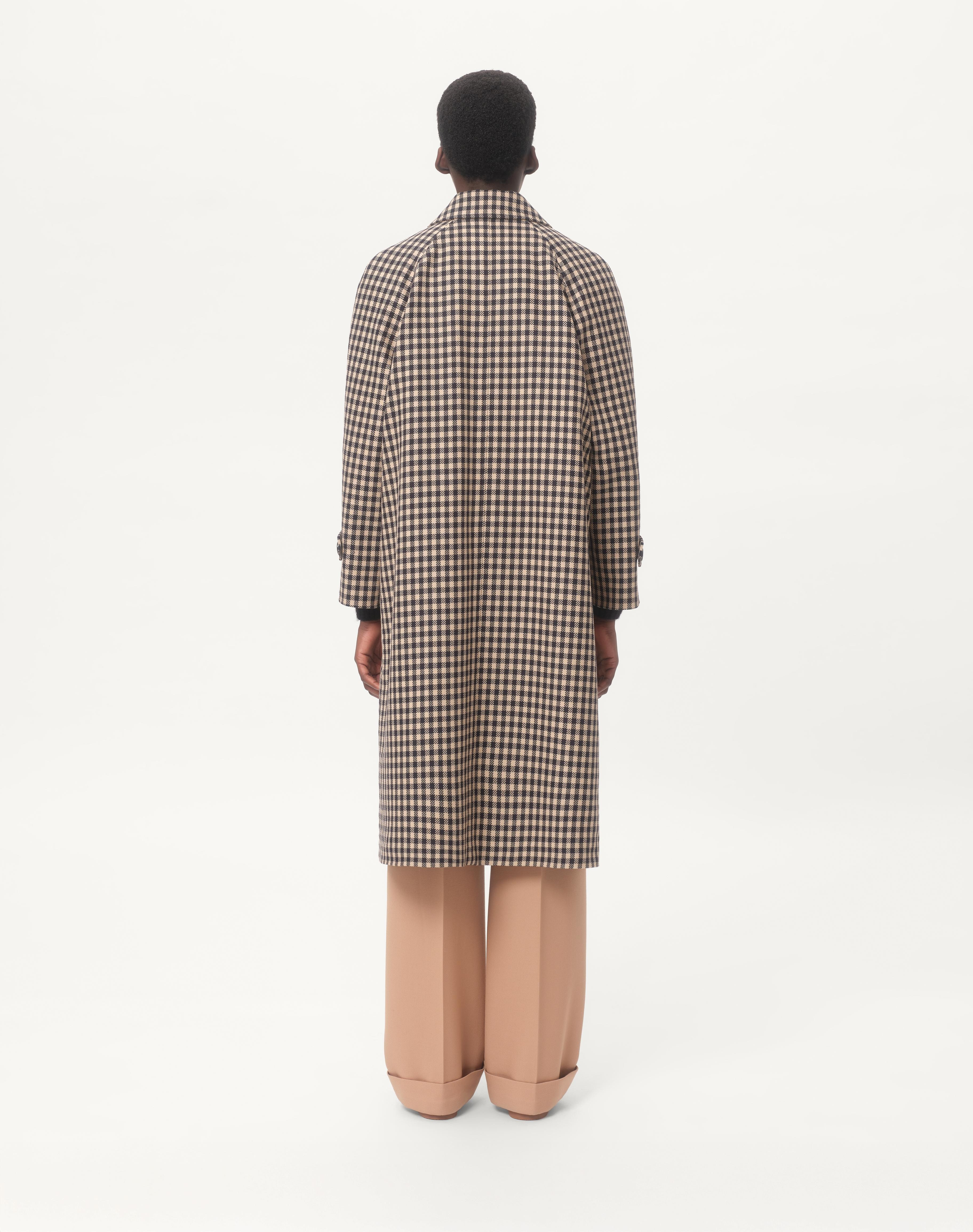 SINGLE-BREASTED COTTON AND WOOL COAT WITH VICHY PATTERN - 6