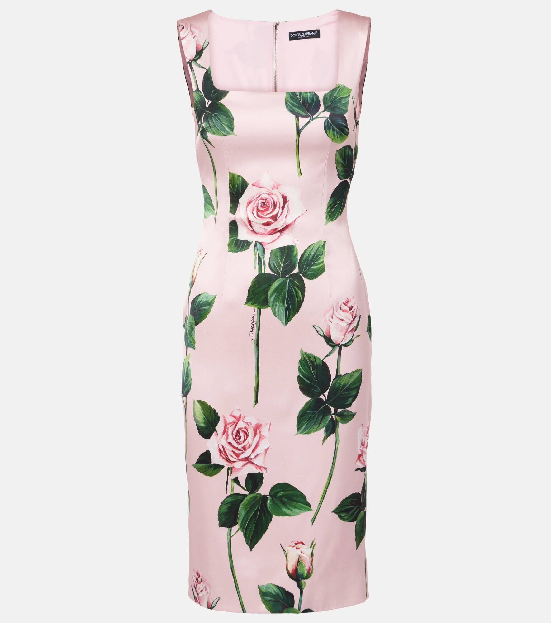 Floral satin midi dress - 1
