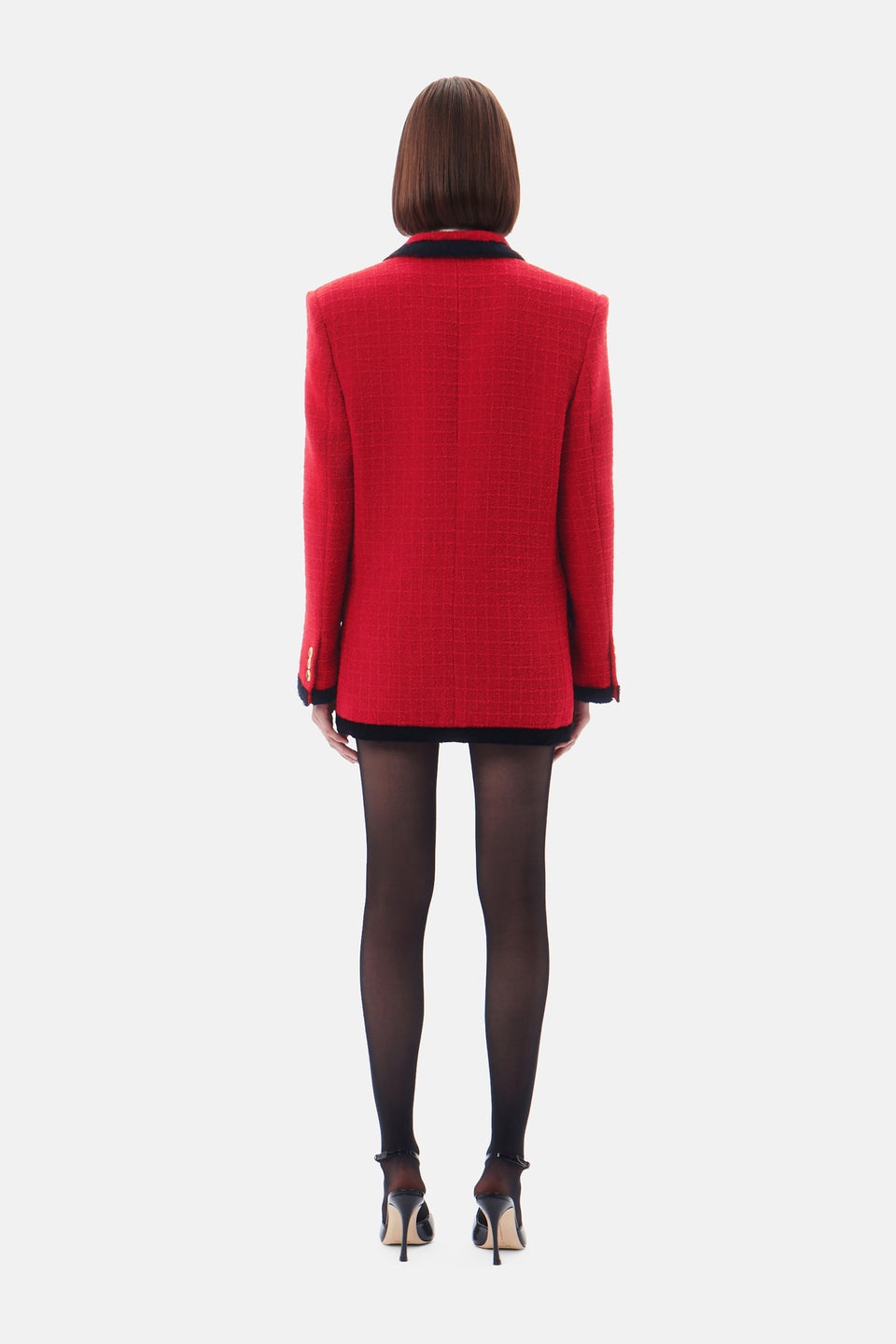 OVERSIZED CHECKED TWEED BOUCLE JACKET - 5