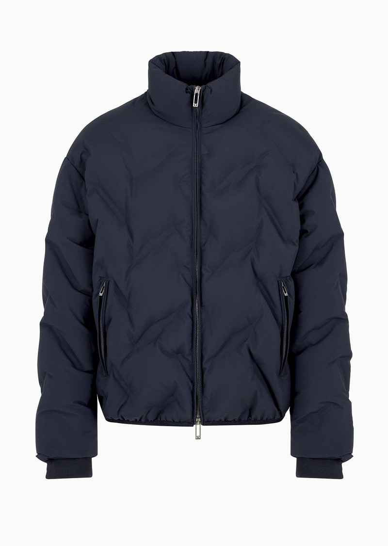 Full-zip nylon down jacket with all-over matelassé-effect micro eagle 1