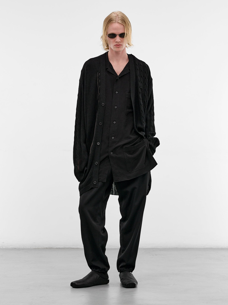 Yohji Yamamoto Black Laced Linen-Cotton Cardigan outlook