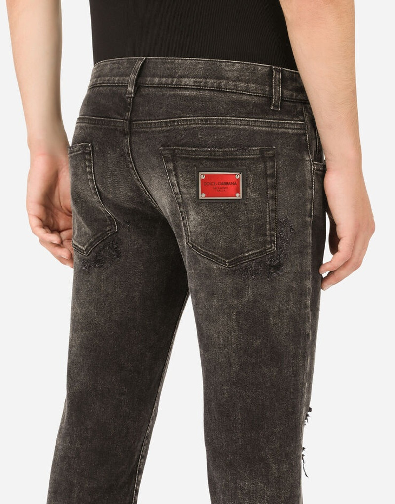 Gray wash skinny stretch jeans 5