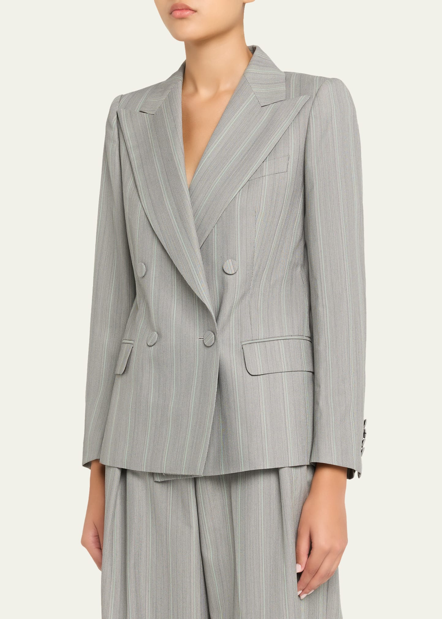 Beaura Pinstripe Double-Breasted Blazer - 4