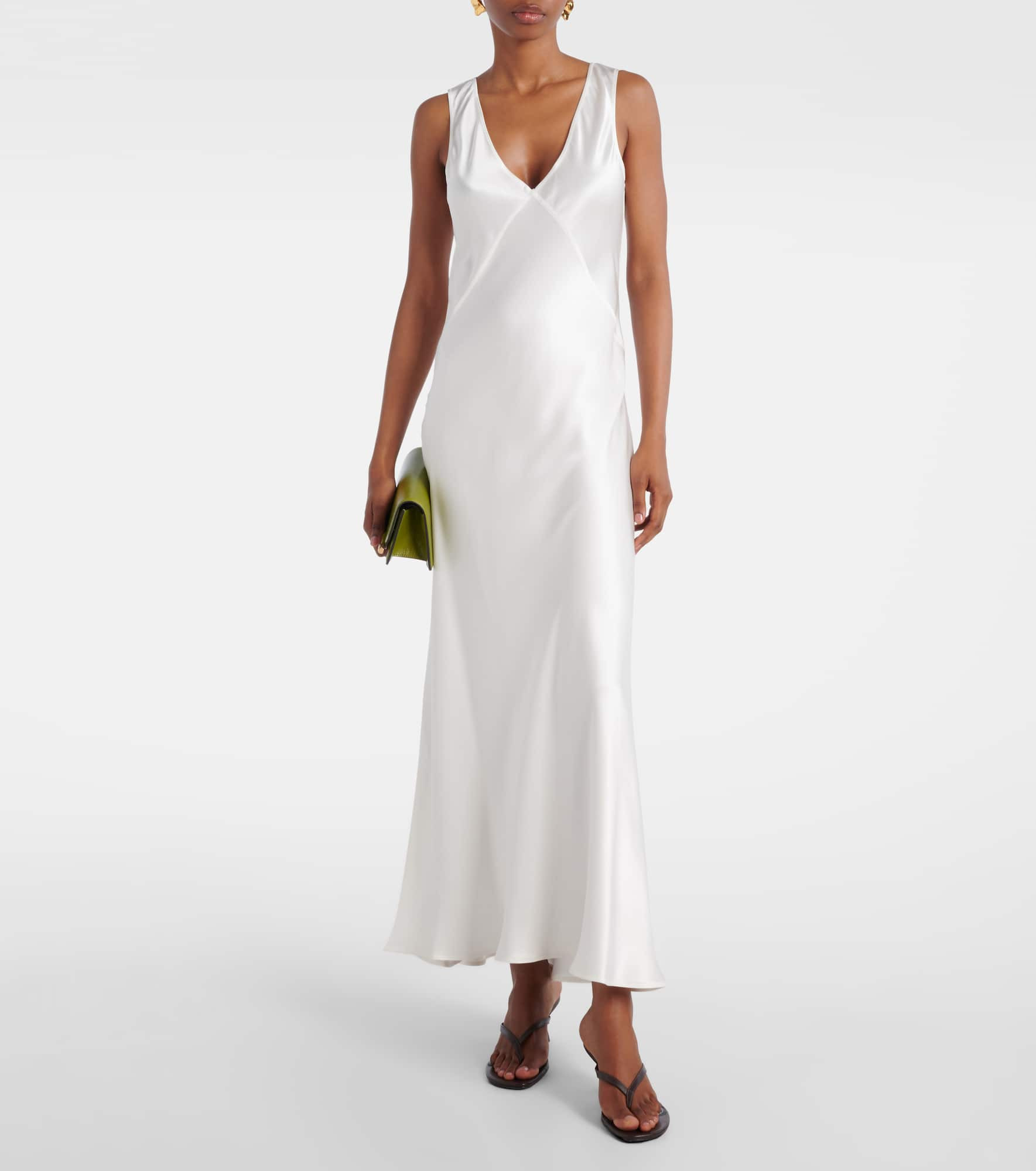 Bordeaux silk satin slip dress - 2