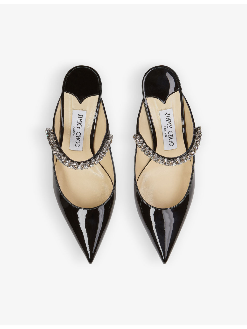 Bing 65 crystal-embellished patent-leather heeled mules - 3