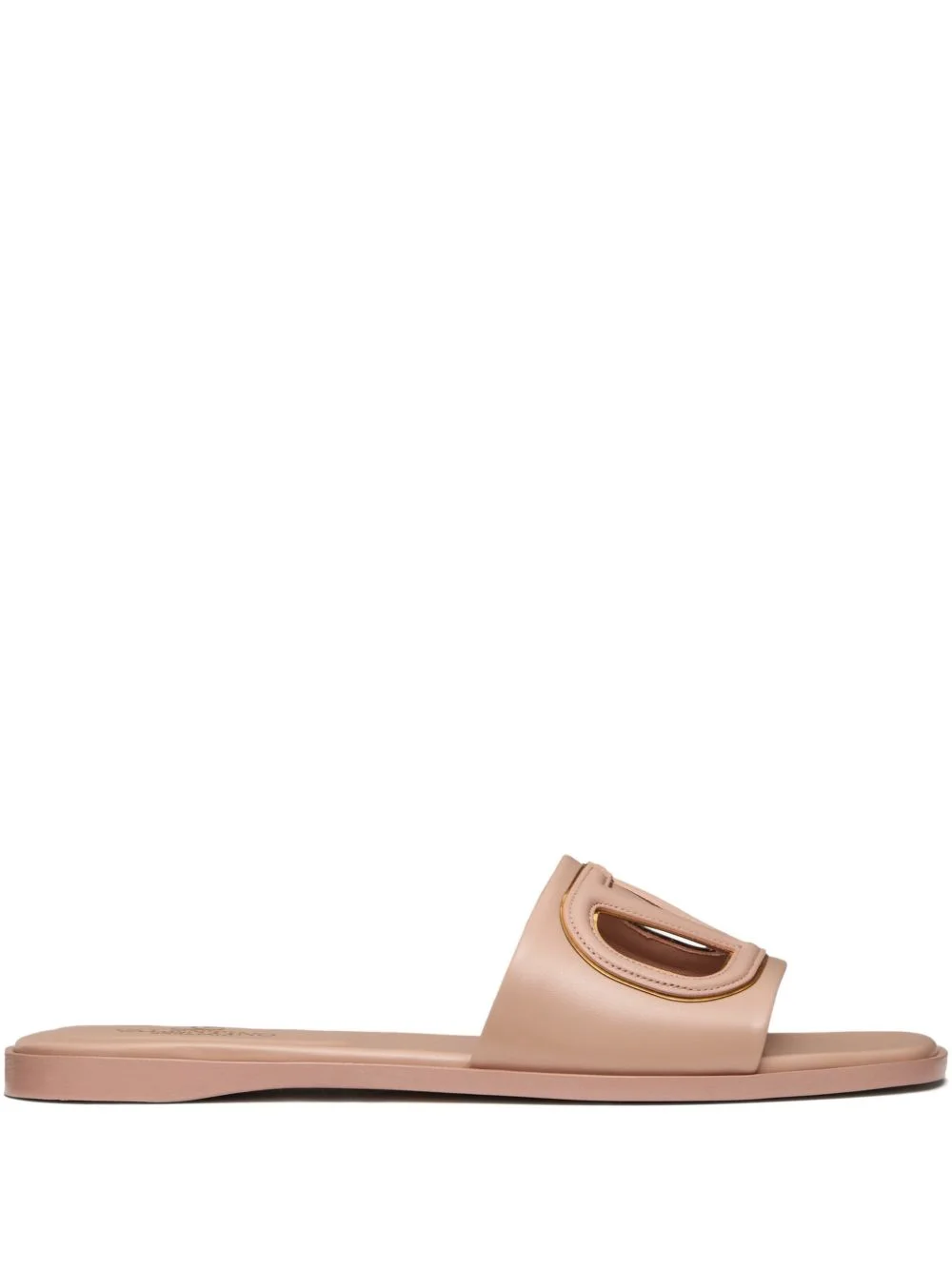 VLogo cut-out leather slides - 1