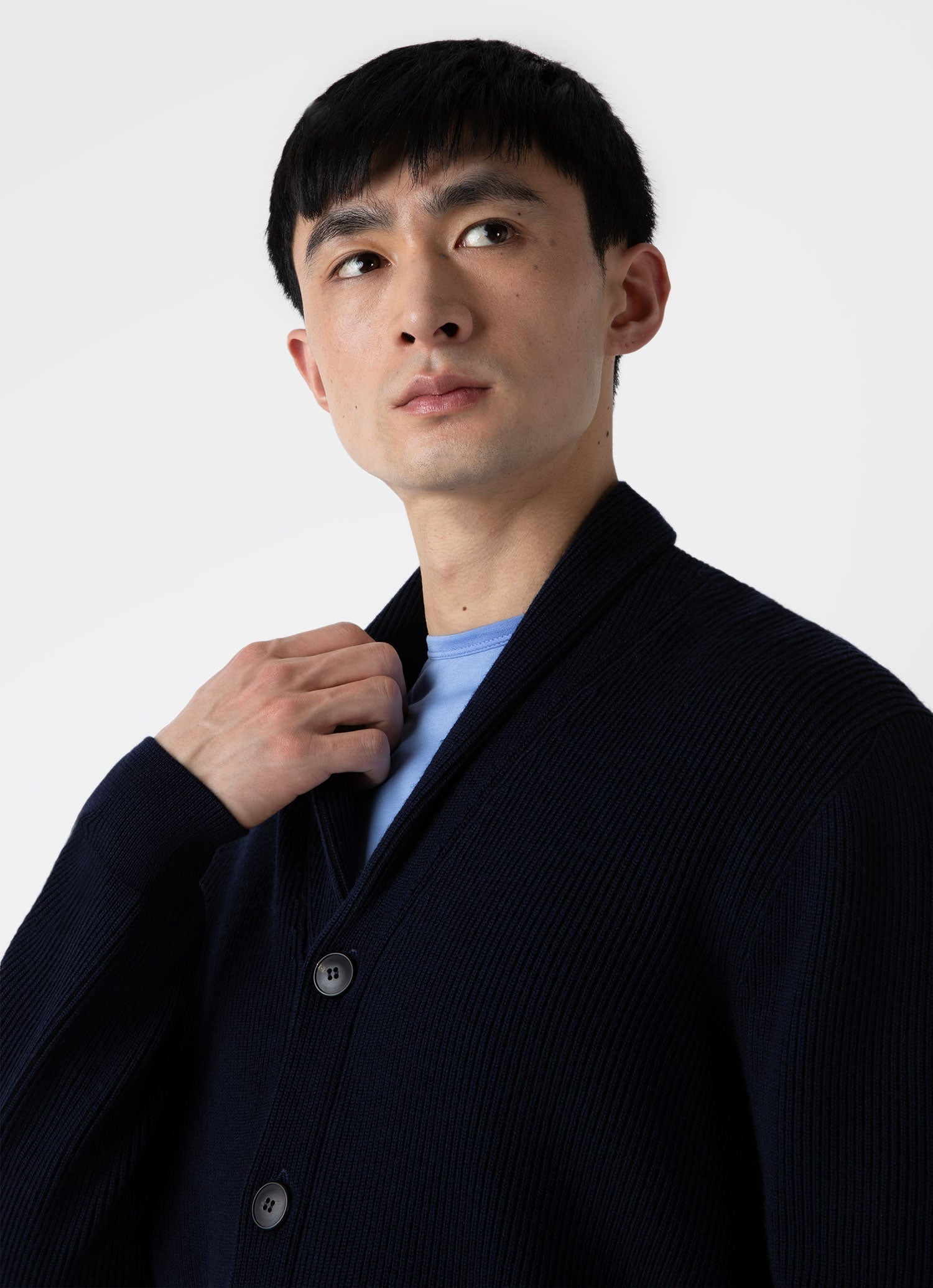 Ribbed Shawl Neck Cardigan - 5
