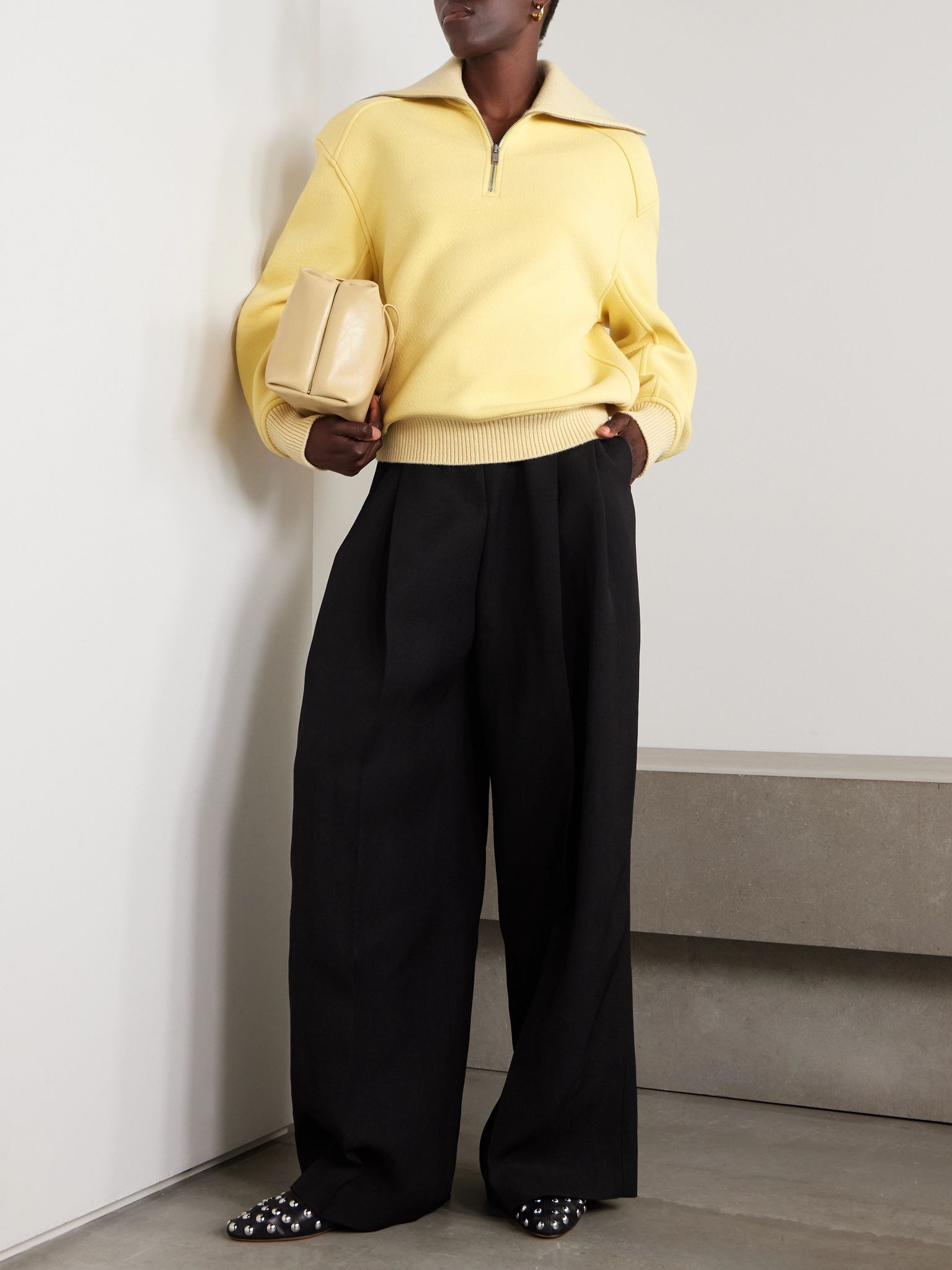 Oversized wool-blend sweatshirt Pastel yellow - 2