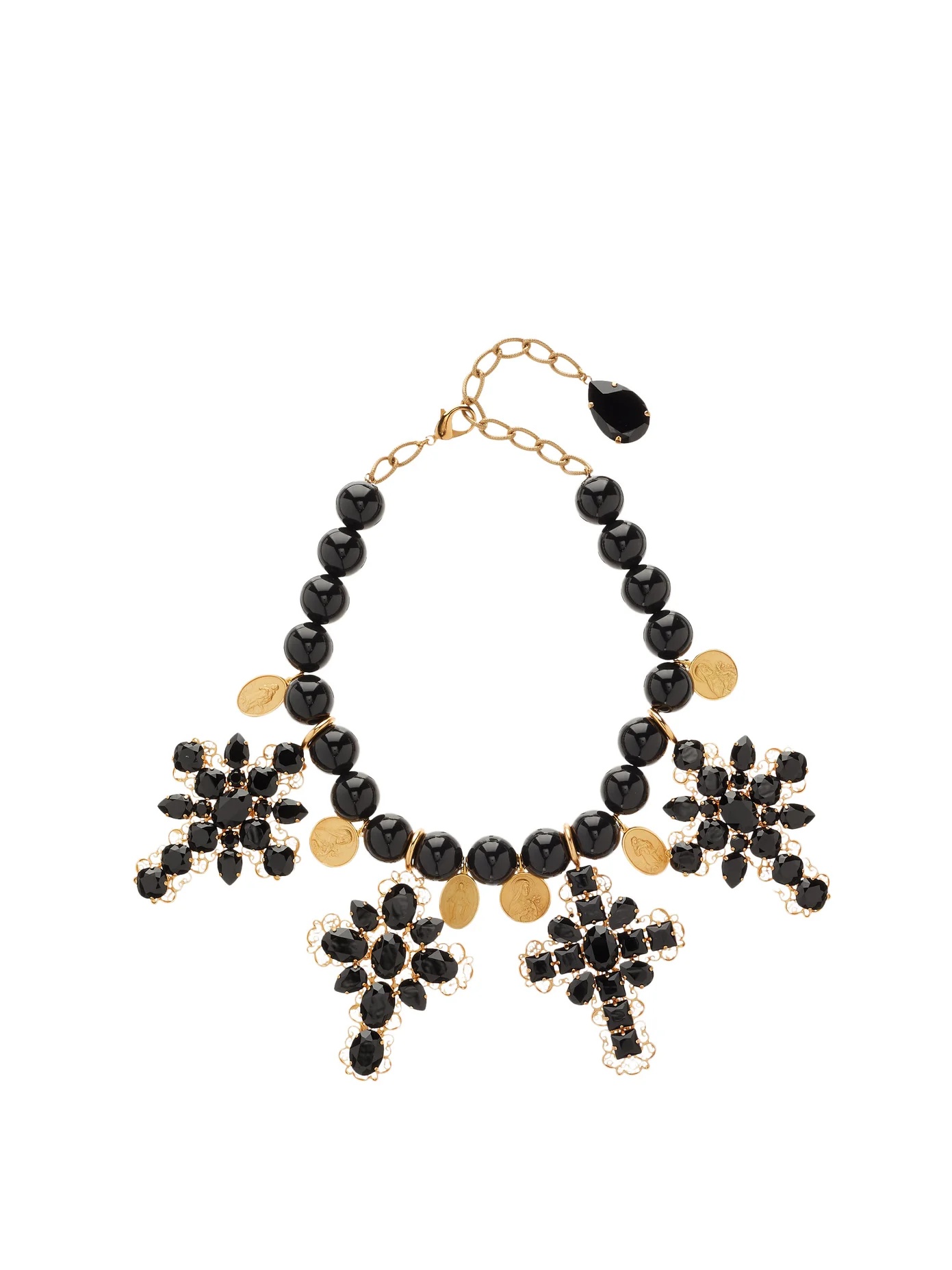 Beaded cross-embellished choker necklace - 1