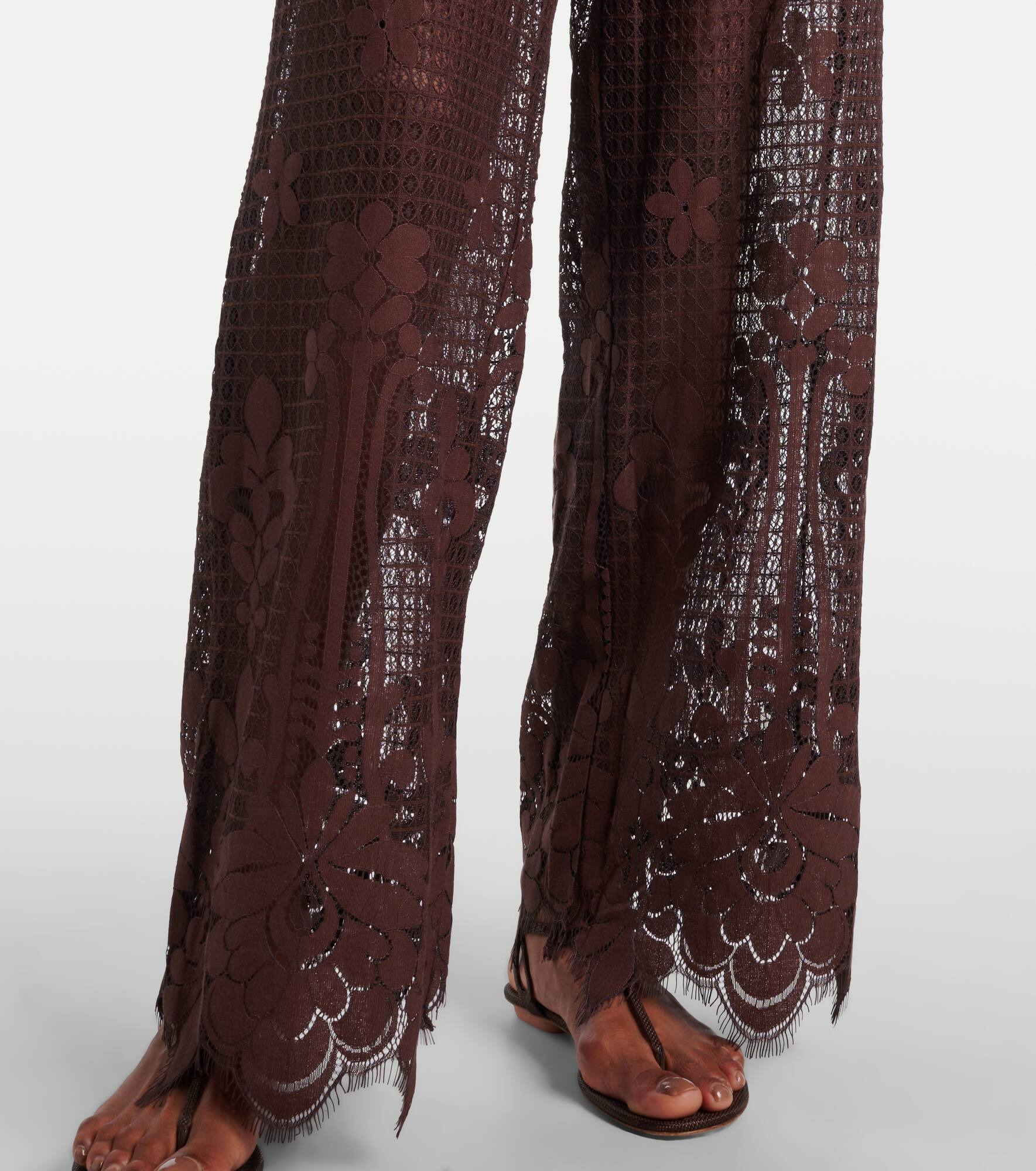 Etta cotton-blend lace wide-leg pants - 5
