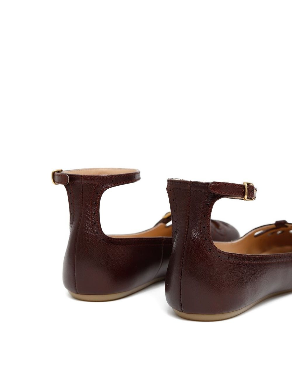 ankle-strap perforated ballet flats - 3