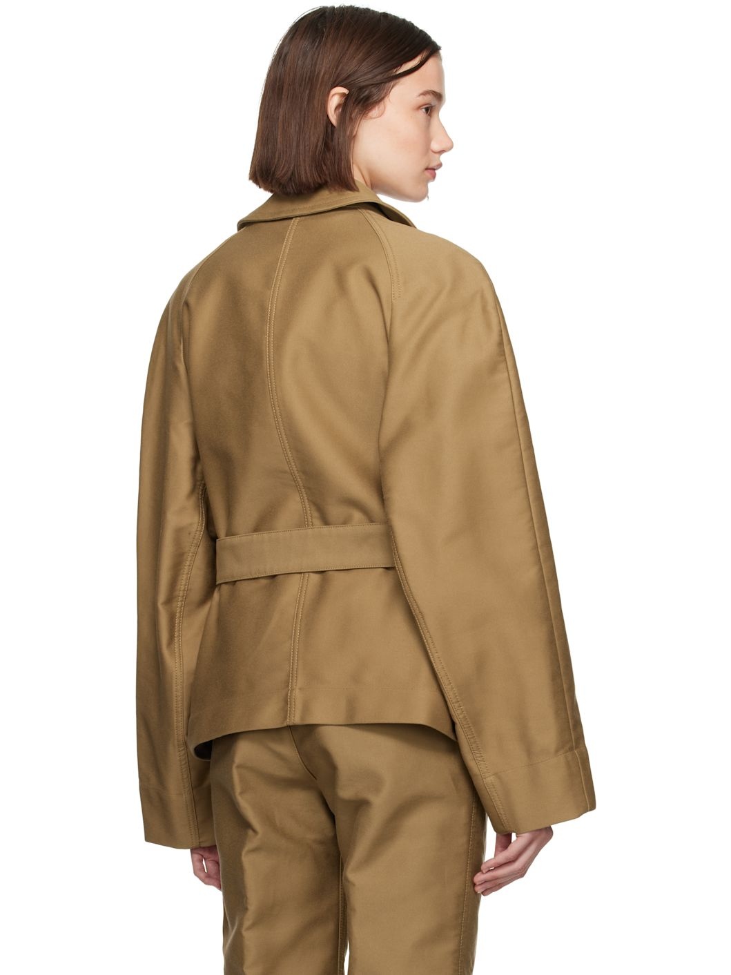 Tan Belted Two Pocket Jacket - 3