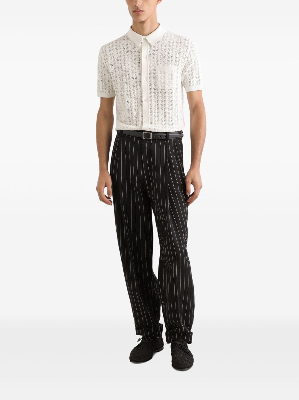 openwork cotton polo shirt - 2