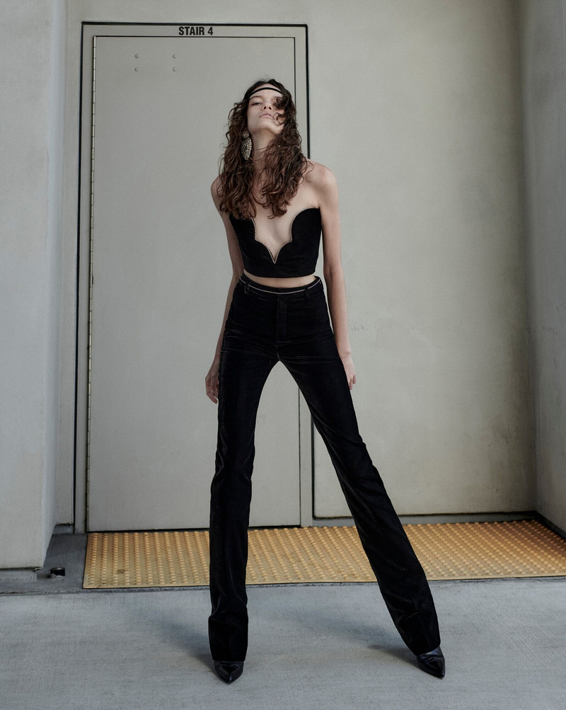 SAINT LAURENT bustier in velvet with rhinestones outlook