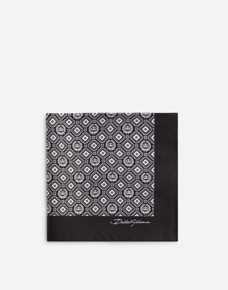 Silk pocket square with tie print - 1