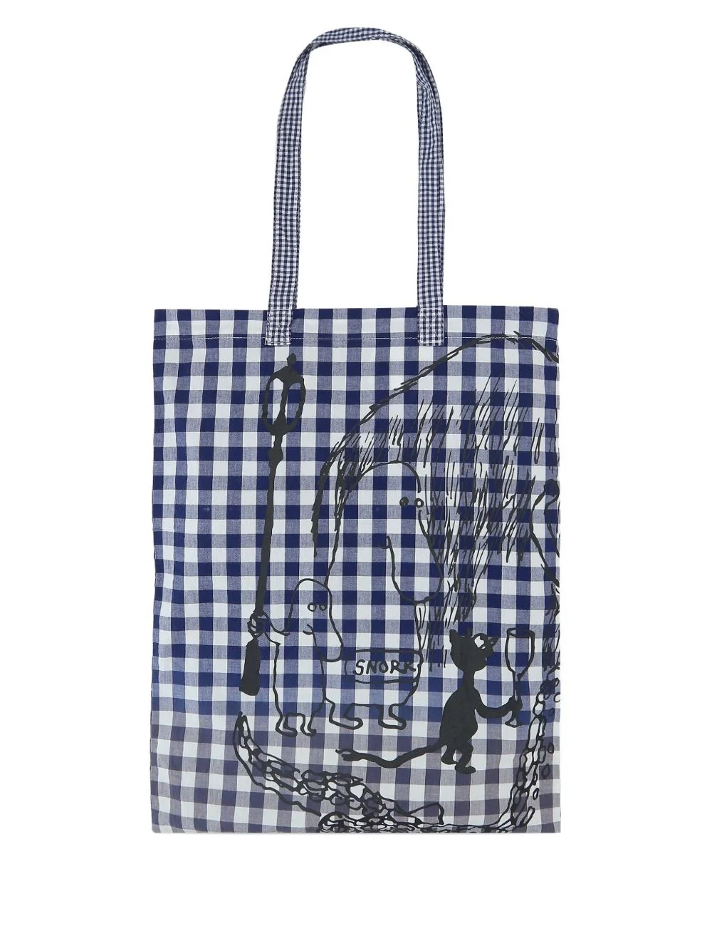 gingham-pattern graphic-print tote bag - 1