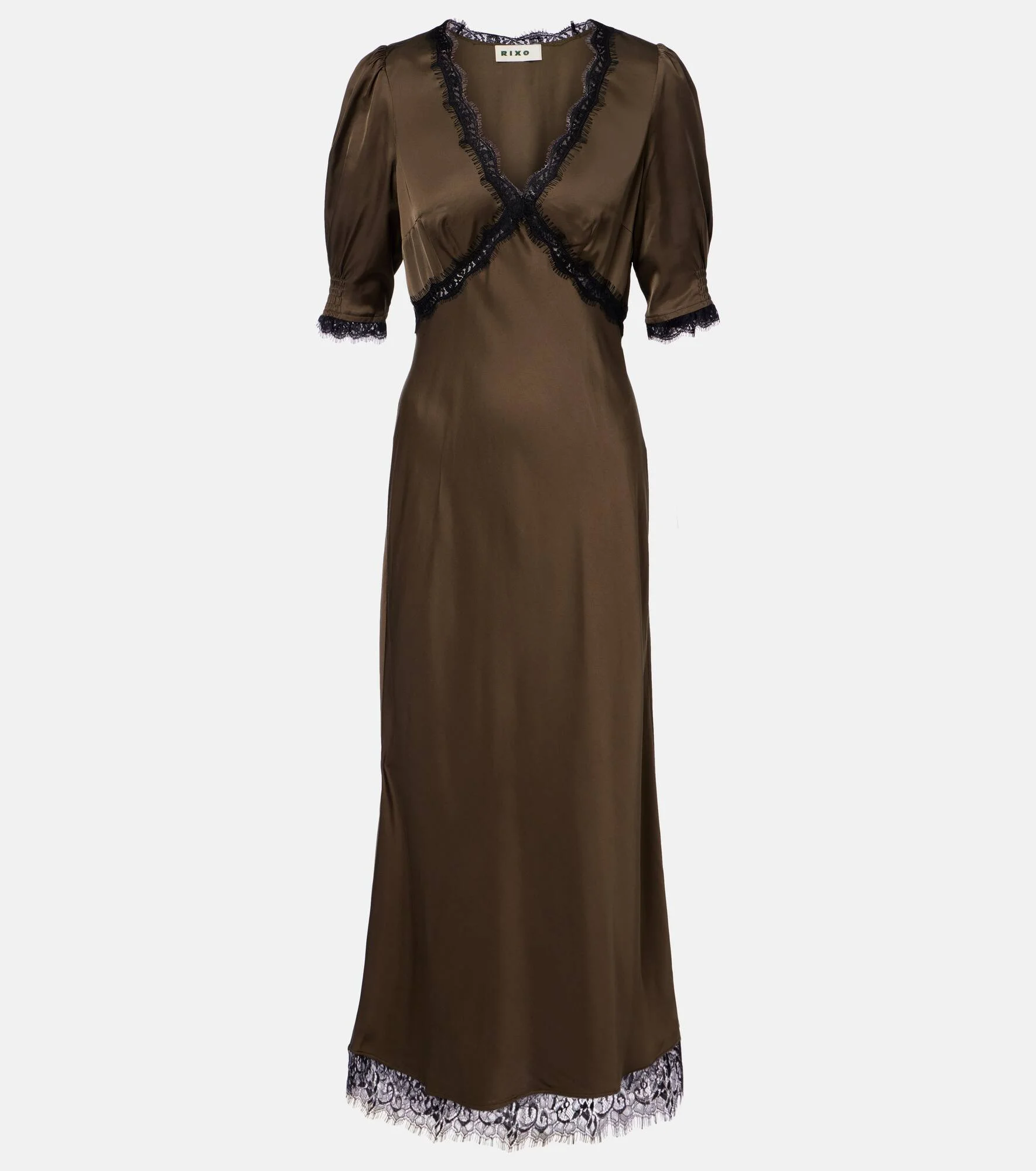 Annina lace-trimmed satin midi dress - 1